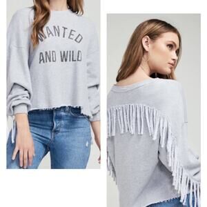 NWT Wildfox Ophelia raw fringe detail cut off sweatshirt